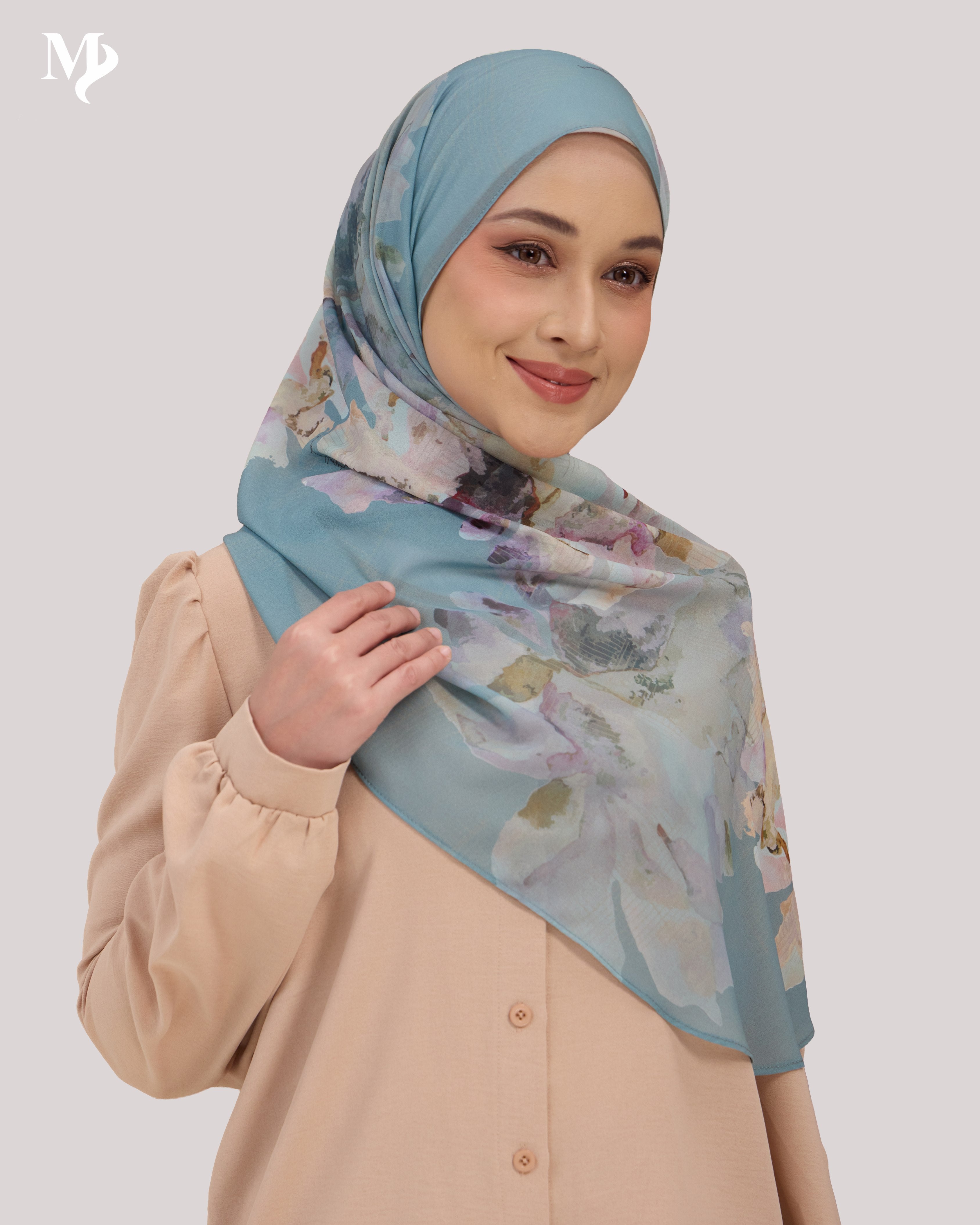 DALILA SHAWL IN AQUA PEONY