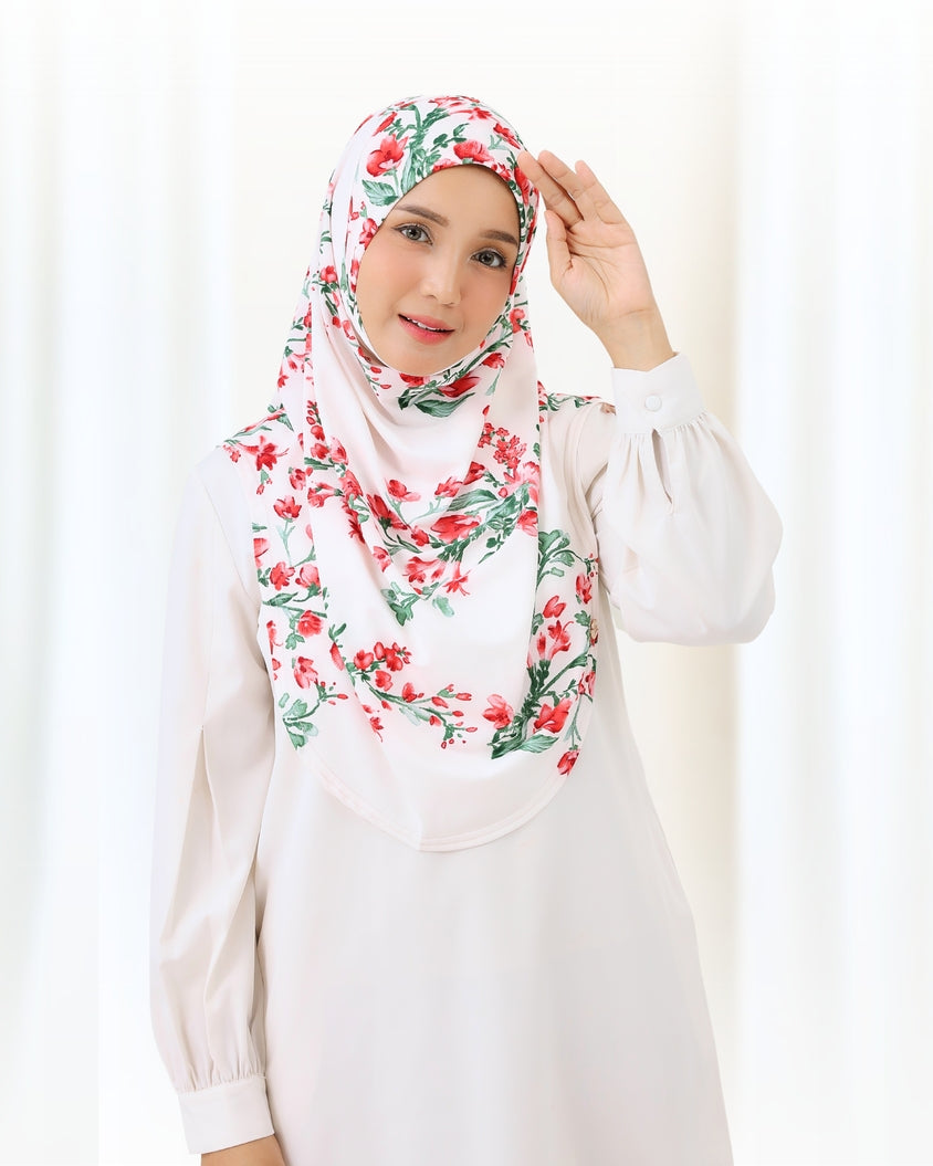 NUHA PRINTED IN  WHITE ROSE